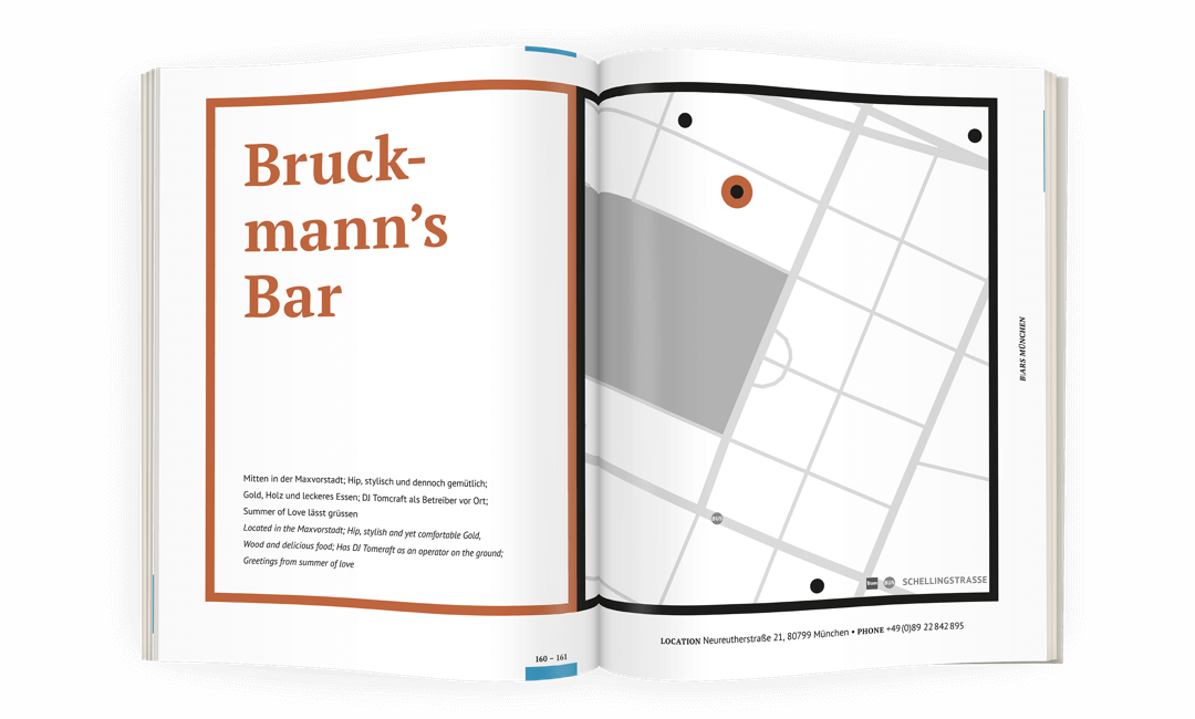 Innenseite von der Bruckmann's Bar im Buch Bars München