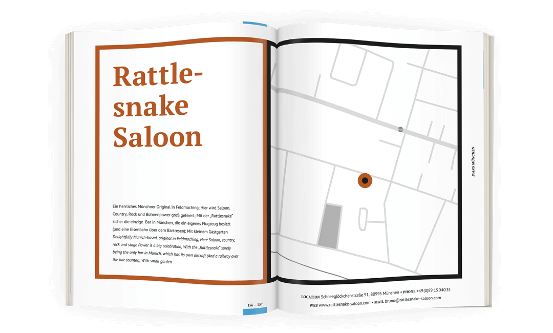 Innenseite von dem Rattlesnake Saloon im Buch Bars München