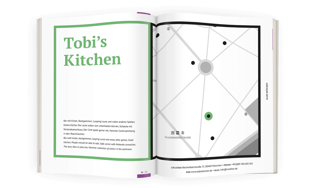 Innenseite von der Bar "Tobi's Kitchen" im Buch Bars München
